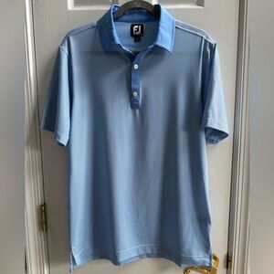FootJoy FJ Mens Small Blue Geometric Golf Performance Stretch Polo Shirt